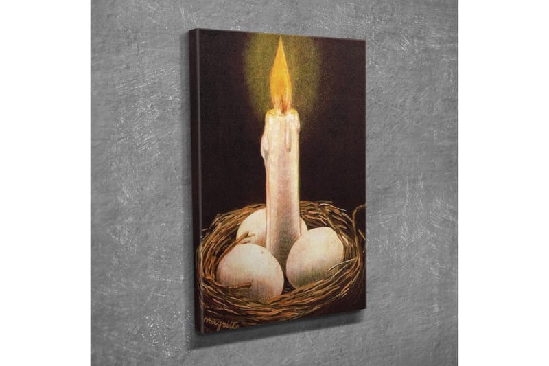 Lærredsbillede - Skinnende lys i en rede med æg - Hvid / Brun / Gul - Boligtilbehør - Billeder & kunst - Billeder på lærred
