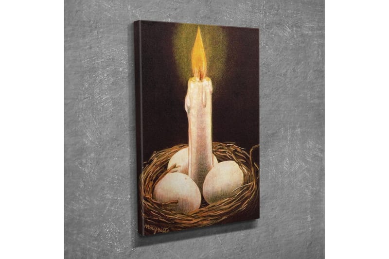 Lærredsbillede - Skinnende lys i en rede med æg - Hvid / Brun / Gul - Boligtilbehør - Billeder & kunst - Billeder på lærred