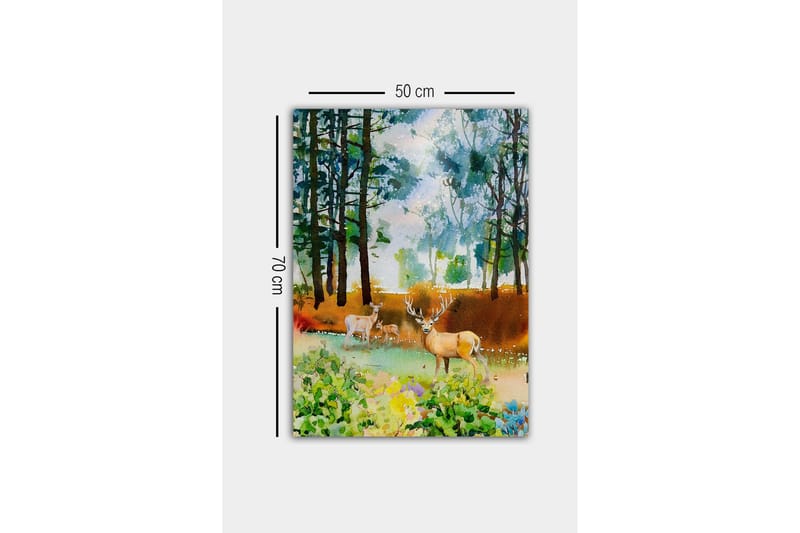 Lærredsbillede - Smuk hjort i skovmiljø - Grøn / Brun / Beige - Boligtilbehør - Billeder & kunst - Billeder på lærred