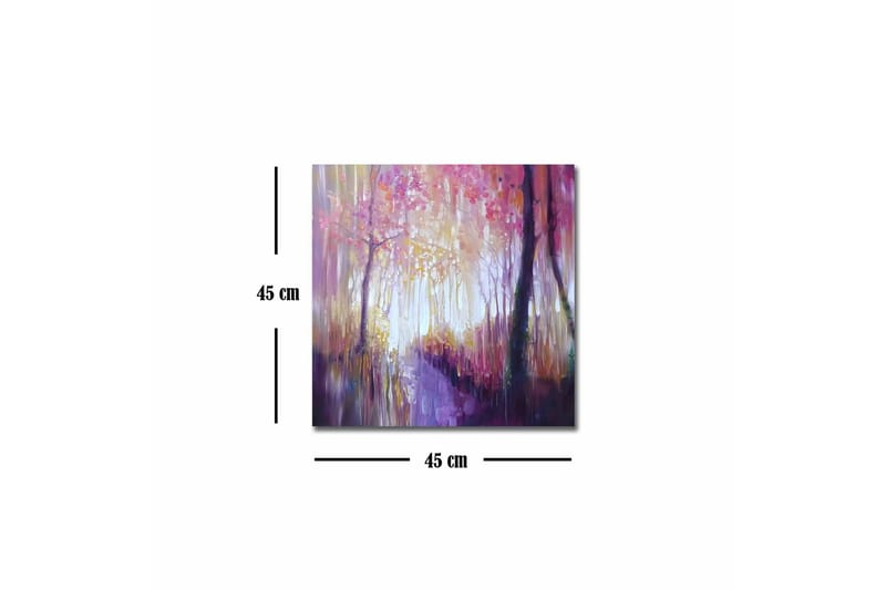 Lærredsbillede - Smuk skovsti med efterårsfarver og blødt lys - Lilla / Lyserød / Gul - Boligtilbehør - Billeder & kunst - Billeder på lærred