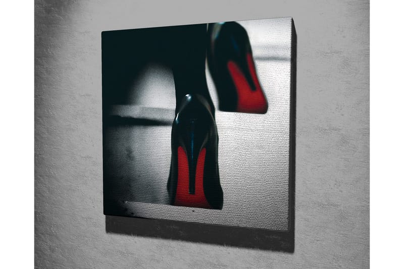 Lærredsbillede - Sorte højhælede sko med røde detaljer - Sort / Rød - Boligtilbehør - Billeder & kunst - Billeder på lærred