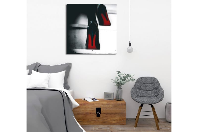 Lærredsbillede - Sorte højhælede sko med røde detaljer - Sort / Rød - Boligtilbehør - Billeder & kunst - Billeder på lærred