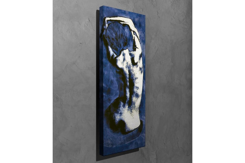 Lærredsbillede - Stiliseret ryg af et nøgent menneske i en elegant positur - Mørkeblå / Hvid - Boligtilbehør - Billeder & kunst - Billeder på lærred