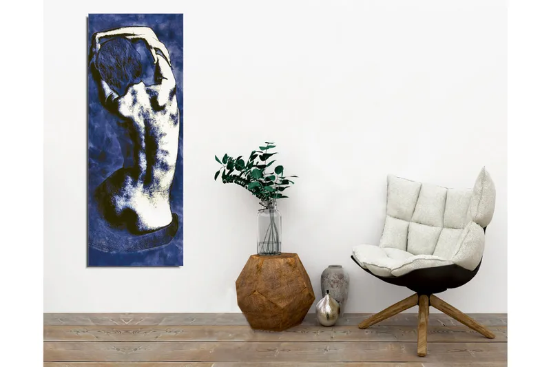 Lærredsbillede - Stiliseret ryg af et nøgent menneske i en elegant positur - Mørkeblå / Hvid - Boligtilbehør - Billeder & kunst - Billeder på lærred