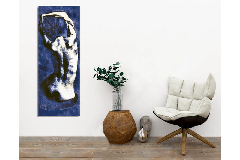 Lærredsbillede - Stiliseret ryg af et nøgent menneske i en elegant positur - Mørkeblå / Hvid - Boligtilbehør - Billeder & kunst - Billeder på lærred