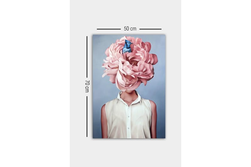 Lærredsbillede - Storslået blomst der erstatter en kvindes hoved - Lys pink / Blå / Hvid - Boligtilbehør - Billeder & kunst - Billeder på lærred
