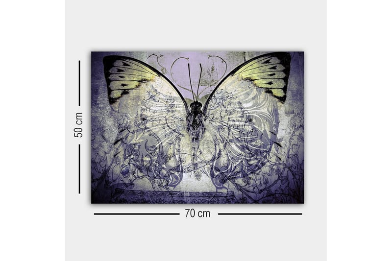 Lærredsbillede - Storslået sommerfugl med indviklede mønstre og detaljer - Lilla / Sort / Grøn - Boligtilbehør - Billeder & kunst - Billeder på lærred