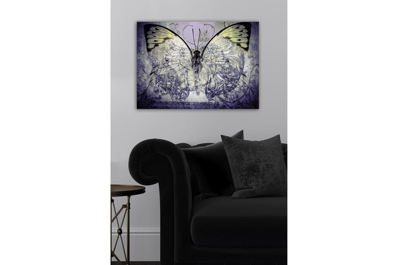 Lærredsbillede - Storslået sommerfugl med indviklede mønstre og detaljer - Lilla / Sort / Grøn - Boligtilbehør - Billeder & kunst - Billeder på lærred