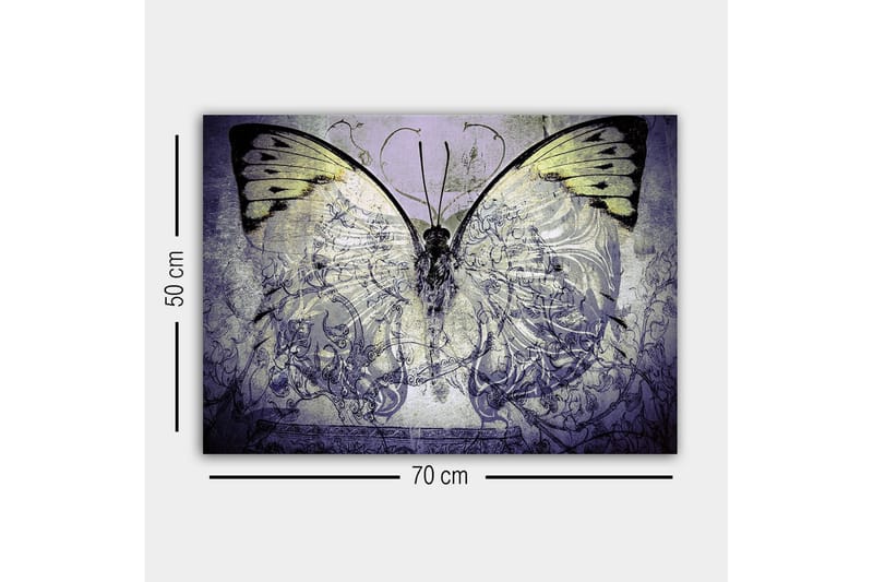 Lærredsbillede - Storslået sommerfugl med indviklede mønstre og detaljer - Lilla / Sort / Grøn - Boligtilbehør - Billeder & kunst - Billeder på lærred