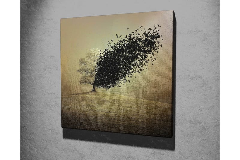 Lærredsbillede - Træ der forvandles til en flok fugle - Sort / Grå / Beige - Boligtilbehør - Billeder & kunst - Billeder på lærred