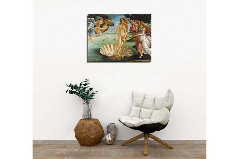 Lærredsbillede - Venus stiger op fra havet på en muslingeskal - Hudtone / Himmelblå / Grøn - Boligtilbehør - Billeder & kunst - Billeder på lærred