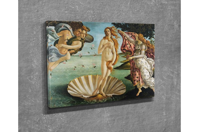 Lærredsbillede - Venus stiger op fra havet på en muslingeskal - Hudtone / Himmelblå / Grøn - Boligtilbehør - Billeder & kunst - Billeder på lærred