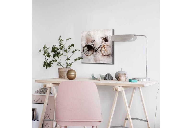 Lærredsbillede - Vintage cykel med kurv - Sort / Brun / Beige - Boligtilbehør - Billeder & kunst - Billeder på lærred