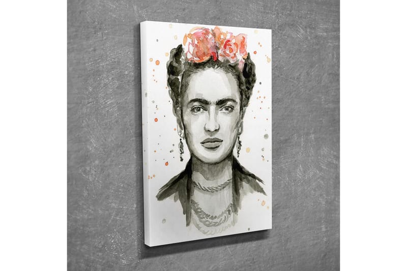 Lærredsbillede - Portræt af en kvinde med blomster i håret - Grå / Lyserød / Beige - Boligtilbehør - Billeder & kunst - Billeder på lærred