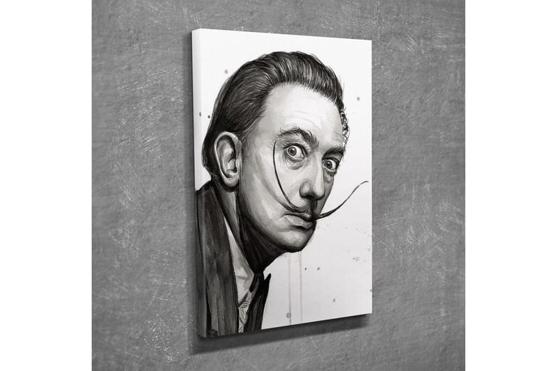 Lærredsbillede - Portræt af en mand med et karakteristisk overskæg og intense øjne - Sort / Grå / Hvid - Boligtilbehør - Billeder & kunst - Billeder på lærred