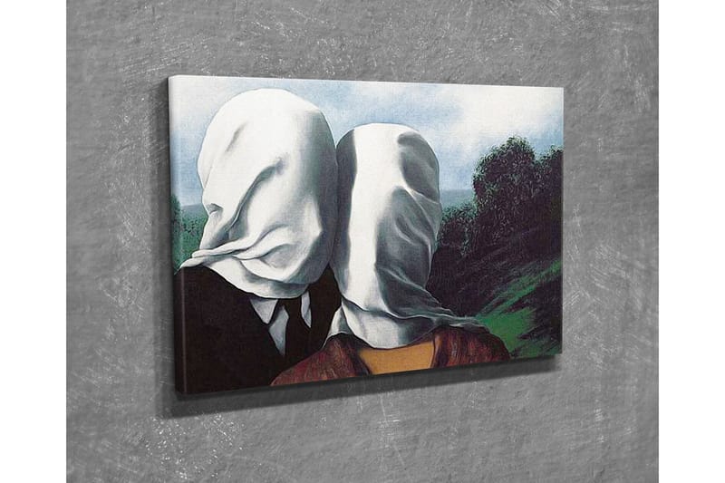 Lærredsbillede - Par med hvide klæder, der dækker deres ansigter, stående i et frodigt landskab - Hvid / Sort / Grøn - Boligtilbehør - Billeder & kunst - Billeder på lærred