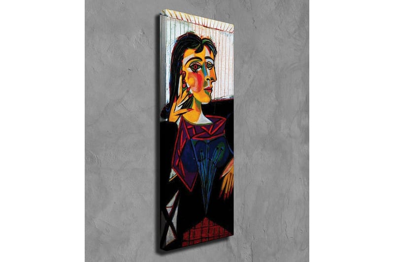 Lærredsbillede - Portræt af en kvinde med farverige ansigtstræk - Gul / Sort / Rød - Boligtilbehør - Billeder & kunst - Billeder på lærred