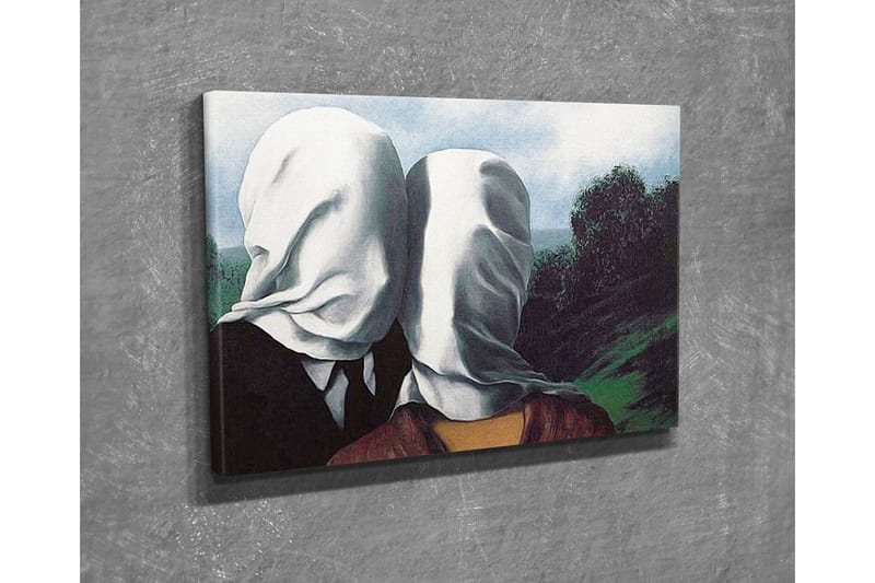 Lærredsbillede - Par med hvide klæder, der dækker deres ansigter, stående i et frodigt landskab - Hvid / Sort / Grøn - Boligtilbehør - Billeder & kunst - Billeder på lærred