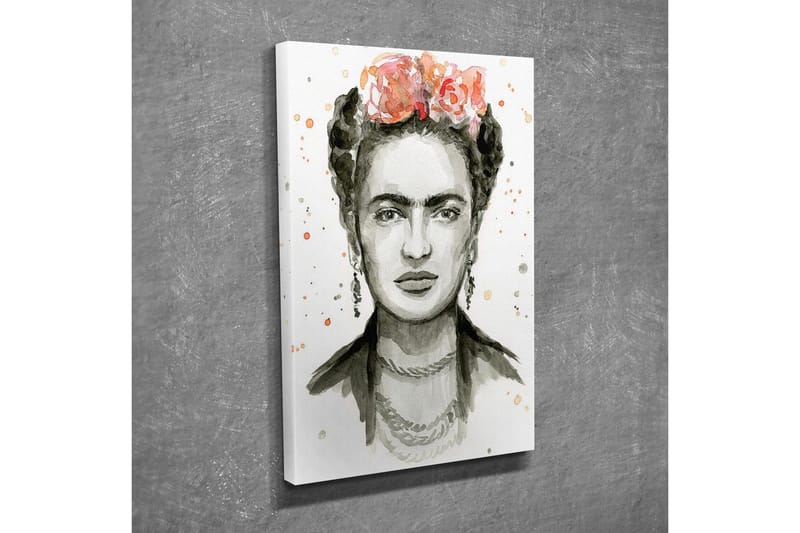 Lærredsbillede - Portræt af en kvinde med blomster i håret - Grå / Lyserød / Beige - Boligtilbehør - Billeder & kunst - Billeder på lærred