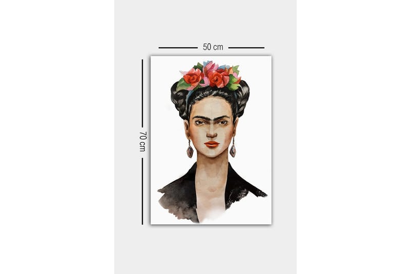 Lærredsbillede - Portræt af en kvinde med blomster i håret - Rød / Grøn / Sort - Boligtilbehør - Billeder & kunst - Billeder på lærred