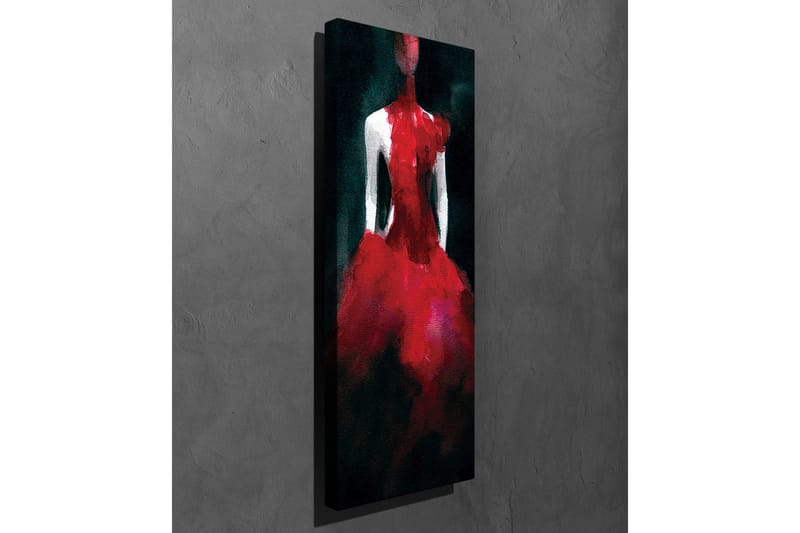 Lærredstryk 30x80 cm - Elegant kjole i rød nuance - Rød / Sort - Boligtilbehør - Billeder & kunst - Billeder på lærred
