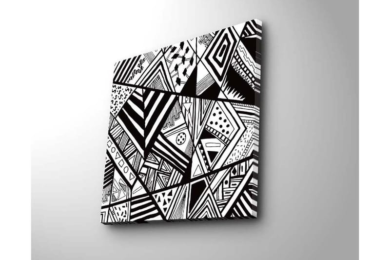 Lærredstryk 45x45 cm - Abstrakt komposition med geometriske mønstre i sort-hvid - Sort / Hvid - Boligtilbehør - Billeder & kunst - Billeder på lærred