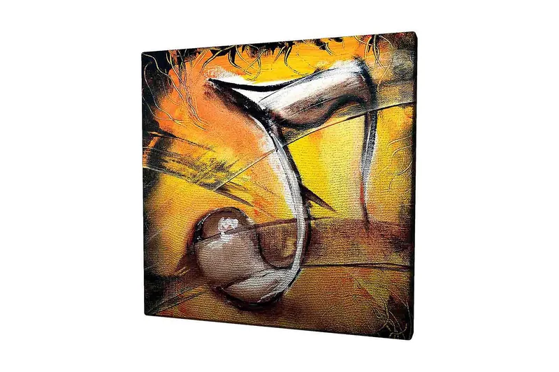 Lærredstryk 45x45 cm - Abstrakt komposition med musikalske elementer, Guld / Sort / Brun