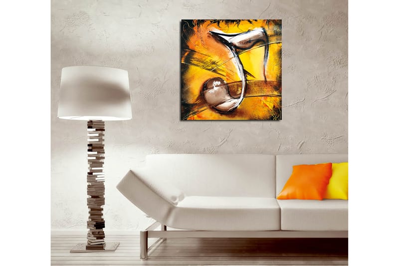 Lærredstryk 45x45 cm - Abstrakt komposition med musikalske elementer - Guld / Sort / Brun - Boligtilbehør - Billeder & kunst - Billeder på lærred