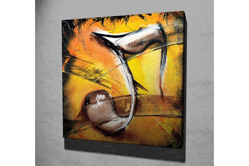 Lærredstryk 45x45 cm - Abstrakt komposition med musikalske elementer - Guld / Sort / Brun - Boligtilbehør - Billeder & kunst - Billeder på lærred