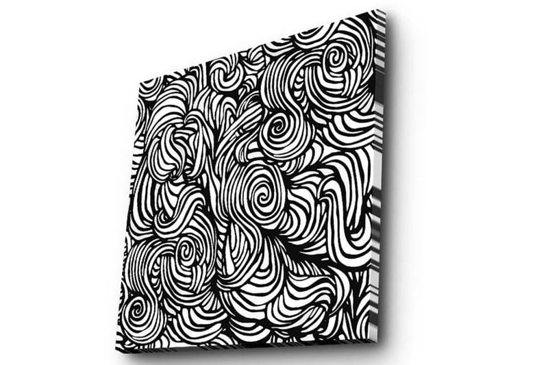 Lærredstryk 45x45 cm - Abstrakt komposition med sorte og hvide spiraler - Sort / Hvid - Boligtilbehør - Billeder & kunst - Billeder på lærred