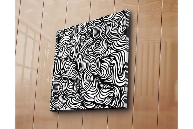 Lærredstryk 45x45 cm - Abstrakt komposition med sorte spiraler og linjer på en hvid baggrund - Sort / Hvid - Boligtilbehør - Billeder & kunst - Billeder på lærred