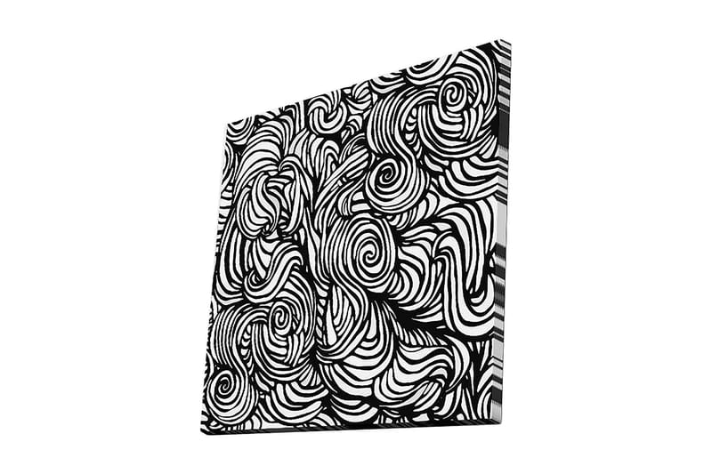 Lærredstryk 45x45 cm - Abstrakt komposition med sorte spiraler og linjer på en hvid baggrund - Sort / Hvid - Boligtilbehør - Billeder & kunst - Billeder på lærred