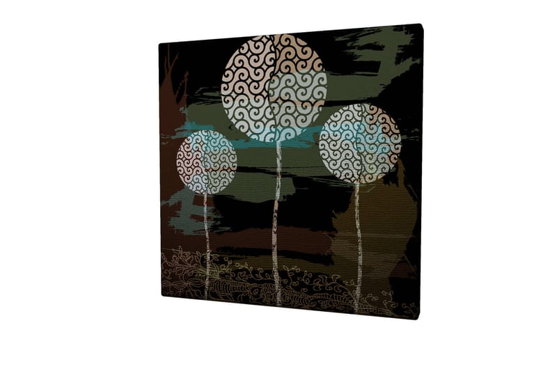 Lærredstryk 45x45 cm - Abstrakt komposition med stiliserede trætoppe - Grøn / Sort / Hvid - Boligtilbehør - Billeder & kunst - Billeder på lærred