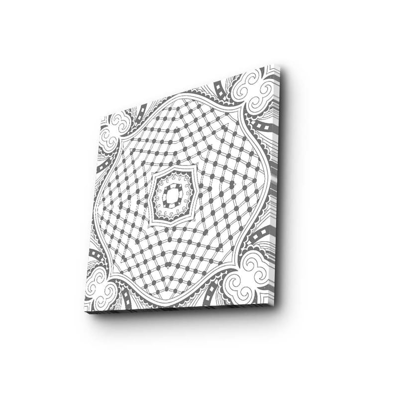 Lærredstryk 45x45 cm - Abstrakt mønster med geometriske former og linjer - Sort / Hvid / Grå - Boligtilbehør - Billeder & kunst - Billeder på lærred