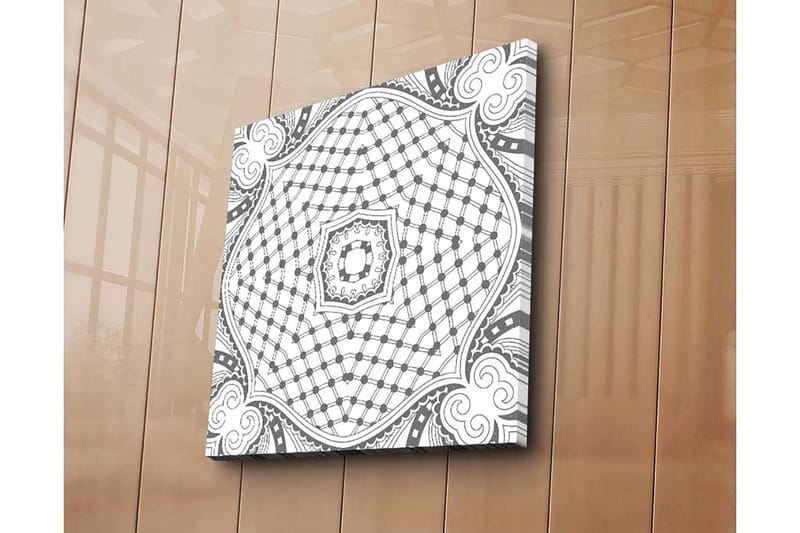 Lærredstryk 45x45 cm - Abstrakt mønster med geometriske former og linjer - Sort / Hvid - Boligtilbehør - Billeder & kunst - Billeder på lærred