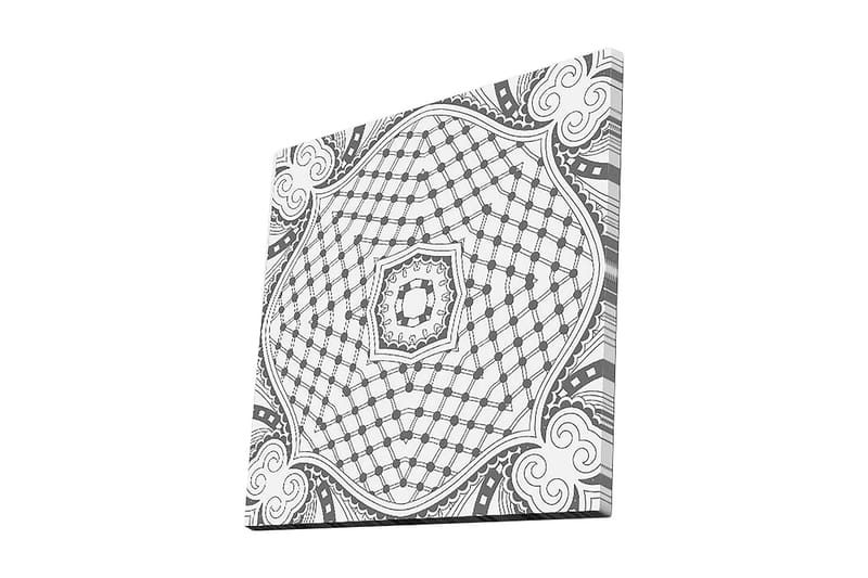 Lærredstryk 45x45 cm - Abstrakt mønster med geometriske former og linjer, Sort / Hvid