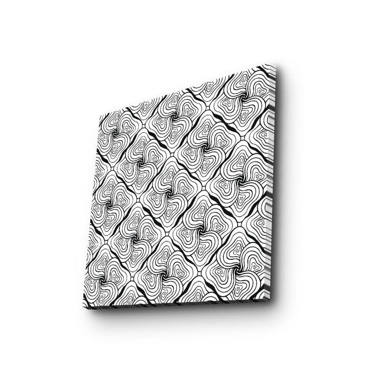 Lærredstryk 45x45 cm - Abstrakt mønster med sorte linjer og hvide overflader - Sort / Hvid - Boligtilbehør - Billeder & kunst - Billeder på l�ærred