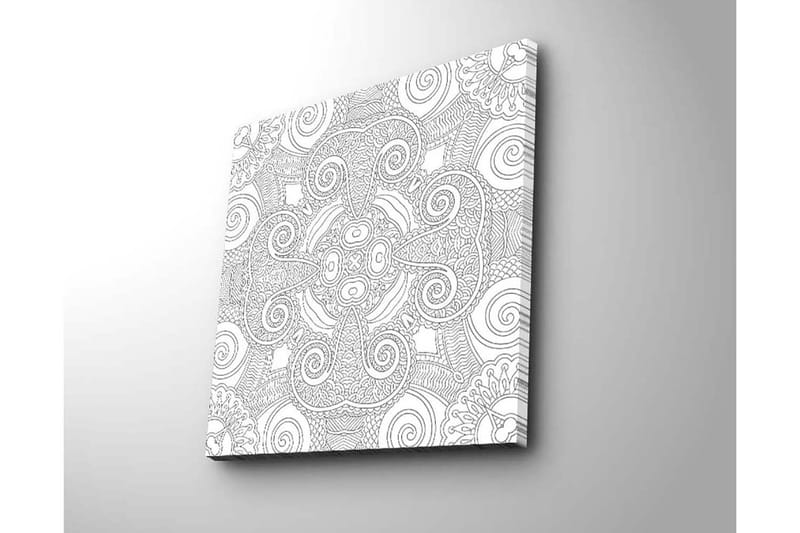Lærredstryk 45x45 cm - Abstrakt mønster med spiraler og linjer - Sort / Hvid - Boligtilbehør - Billeder & kunst - Billeder på lærred