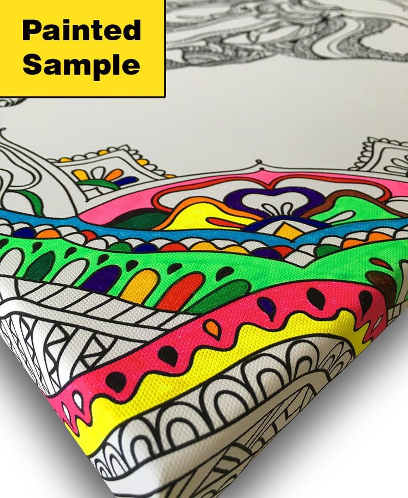 Lærredstryk 45x45 cm - Detaljeret sommerfugl med indviklede mønstre - Sort / Hvid - Boligtilbehør - Billeder & kunst - Billeder på lærred