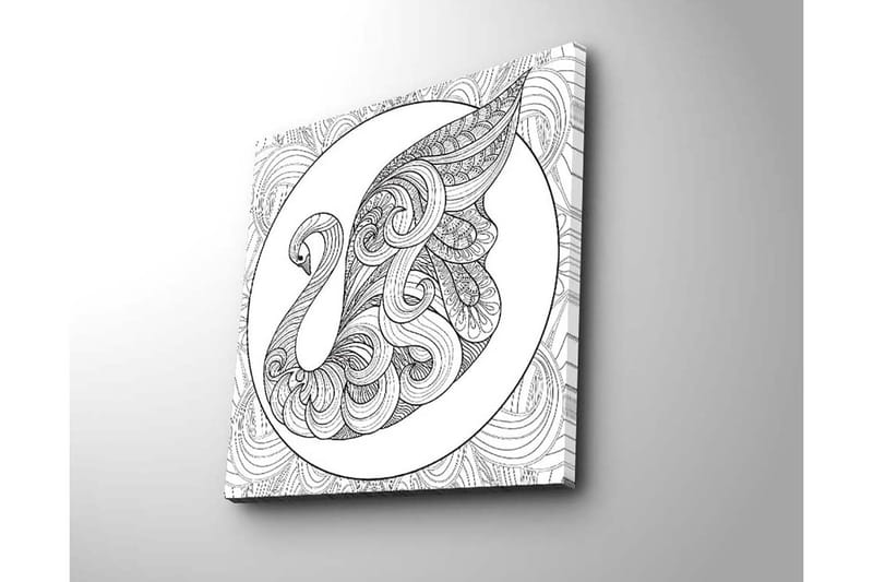 Lærredstryk 45x45 cm - Elegant svane med indviklede mønstre - Sort / Hvid - Boligtilbehør - Billeder & kunst - Billeder på lærred