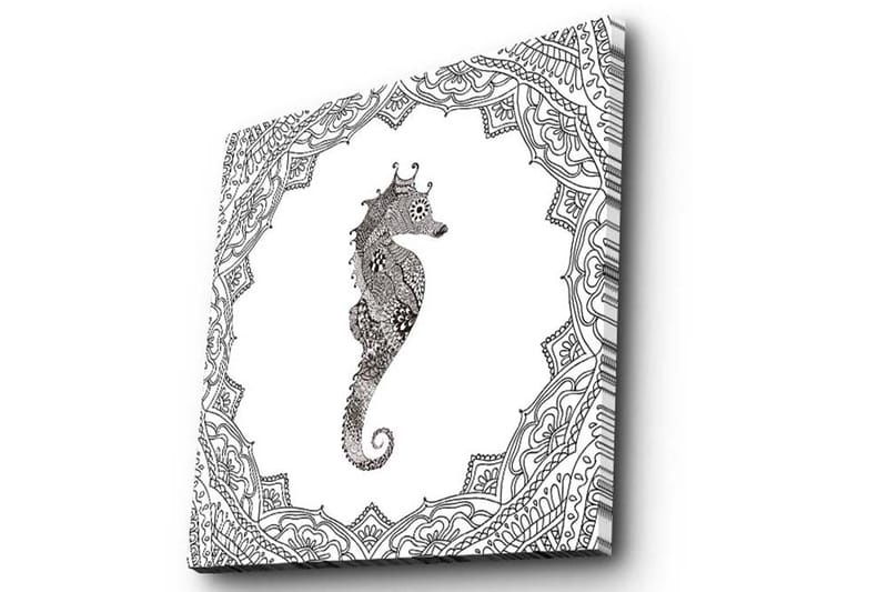 Lærredstryk 45x45 cm - Havdrage i detaljeret sort-hvid stil - Sort / Hvid - Boligtilbehør - Billeder & kunst - Billeder på lærred