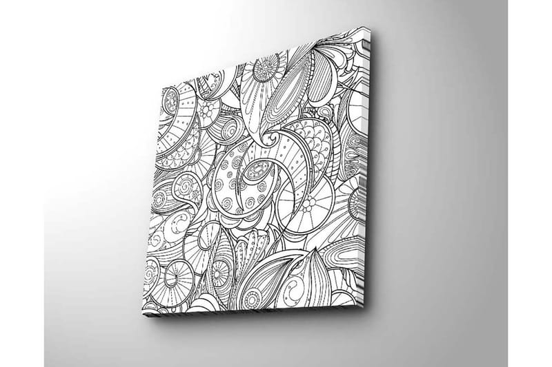 Lærredstryk 45x45 cm - Indviklet mønster af muslingeskaller og buede linjer - Sort / Hvid - Boligtilbehør - Billeder & kunst - Billeder på lærred