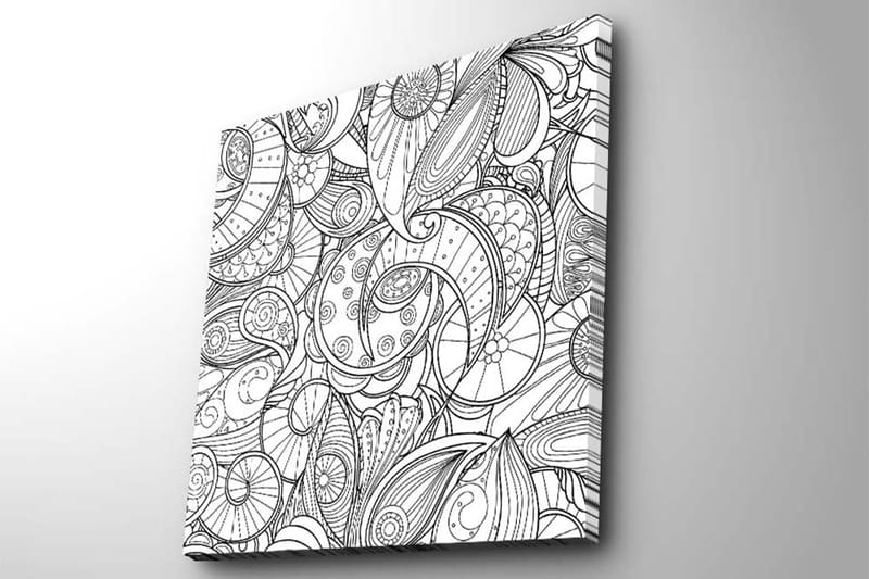 Lærredstryk 45x45 cm - Indviklet mønster af skaller og spiraler - Sort / Hvid - Boligtilbehør - Billeder & kunst - Billeder på lærred