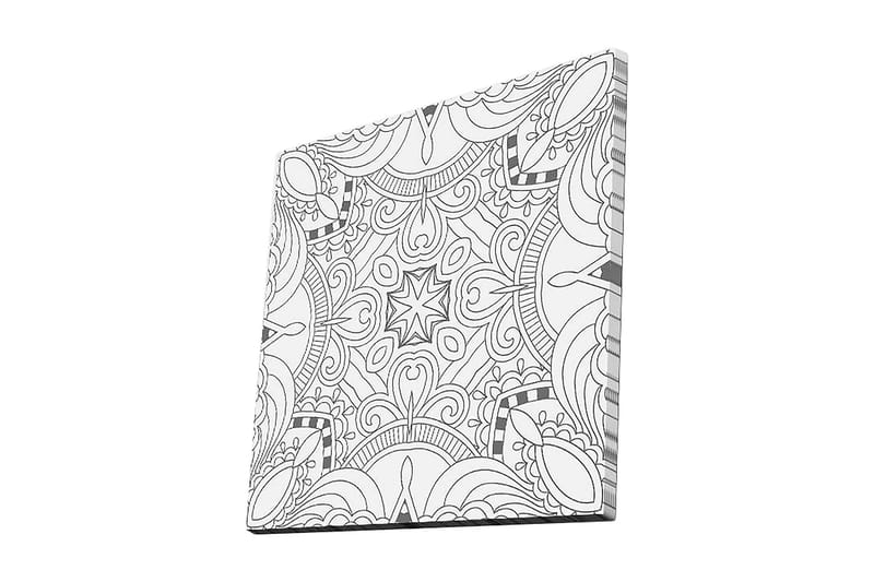 Lærredstryk 45x45 cm - Indviklet mønster med geometriske former og linjer, Sort / Hvid