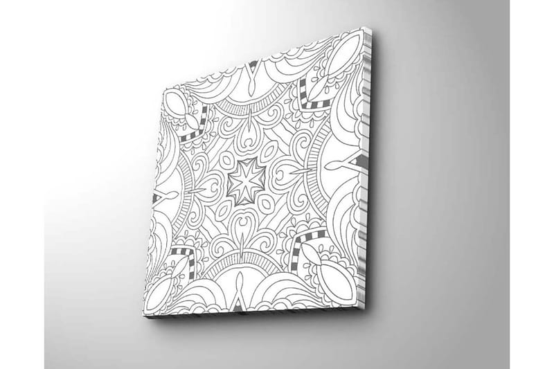 Lærredstryk 45x45 cm - Indviklet mønster med geometriske former og linjer - Sort / Hvid - Boligtilbehør - Billeder & kunst - Billeder på lærred