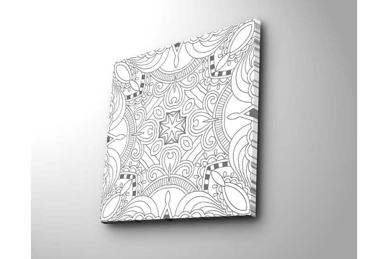Lærredstryk 45x45 cm - Indviklet mønster med geometriske former og linjer - Sort / Hvid - Boligtilbehør - Billeder & kunst - Billeder på lærred
