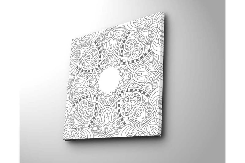 Lærredstryk 45x45 cm - Indviklet mønster med geometriske og organiske former - Sort / Hvid - Boligtilbehør - Billeder & kunst - Billeder på lærred