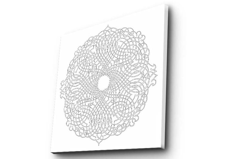 Lærredstryk 45x45 cm - Indviklet mandala i hvide og grå nuancer - Hvid / Grå - Boligtilbehør - Billeder & kunst - Billeder på lærred