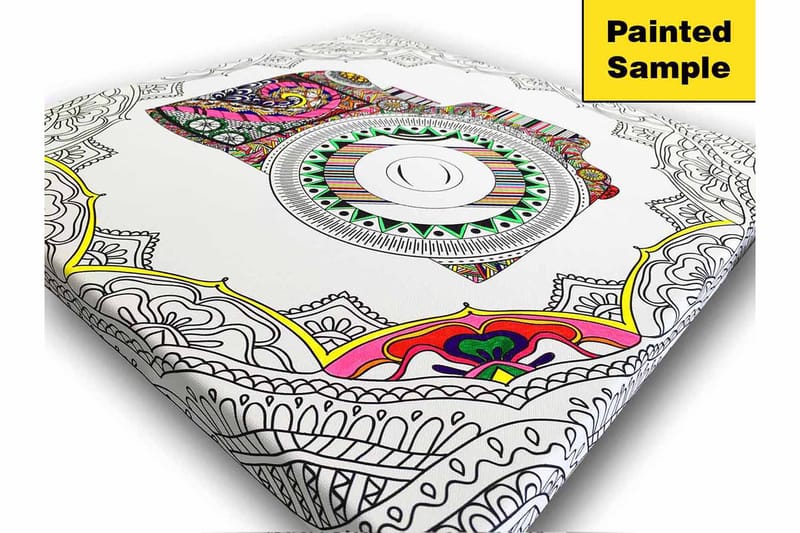 Lærredstryk 45x45 cm - Indviklet mandala i hvide og grå nuancer - Hvid / Grå - Boligtilbehør - Billeder & kunst - Billeder på lærred