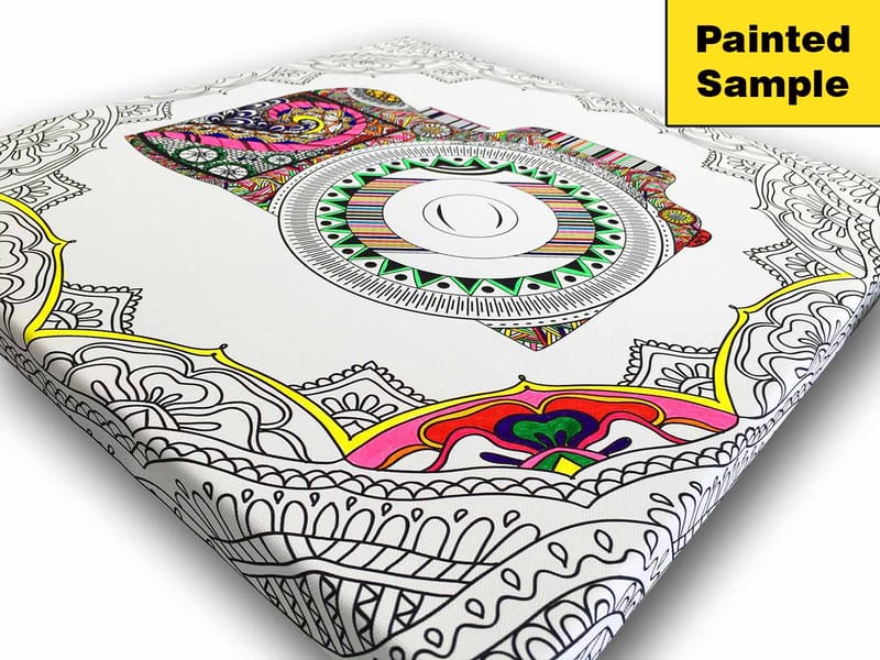 Lærredstryk 45x45 cm - Indviklet mandala med detaljerede mønstre - Hvid / Sort - Boligtilbehør - Billeder & kunst - Billeder på lærred